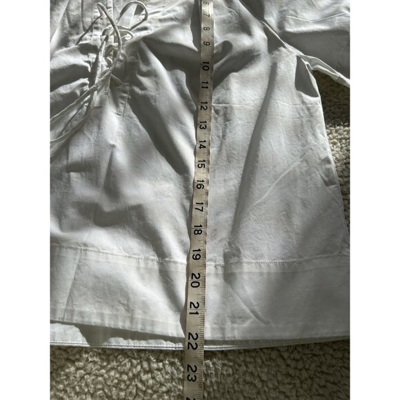 Madewell $98 Womens Short Sleeve Poplin Lace Up Top in White Size S #NW070 - Picture 11 of 12